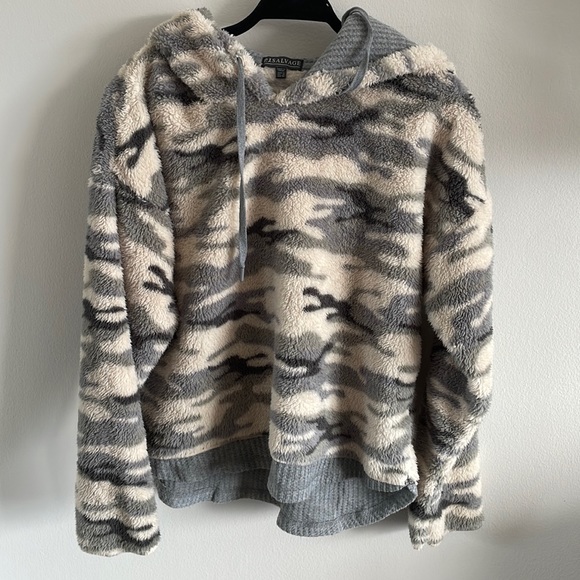 PJ Salvage Tops - PJ Salvage Fluffy Camo Pullover Hoodie